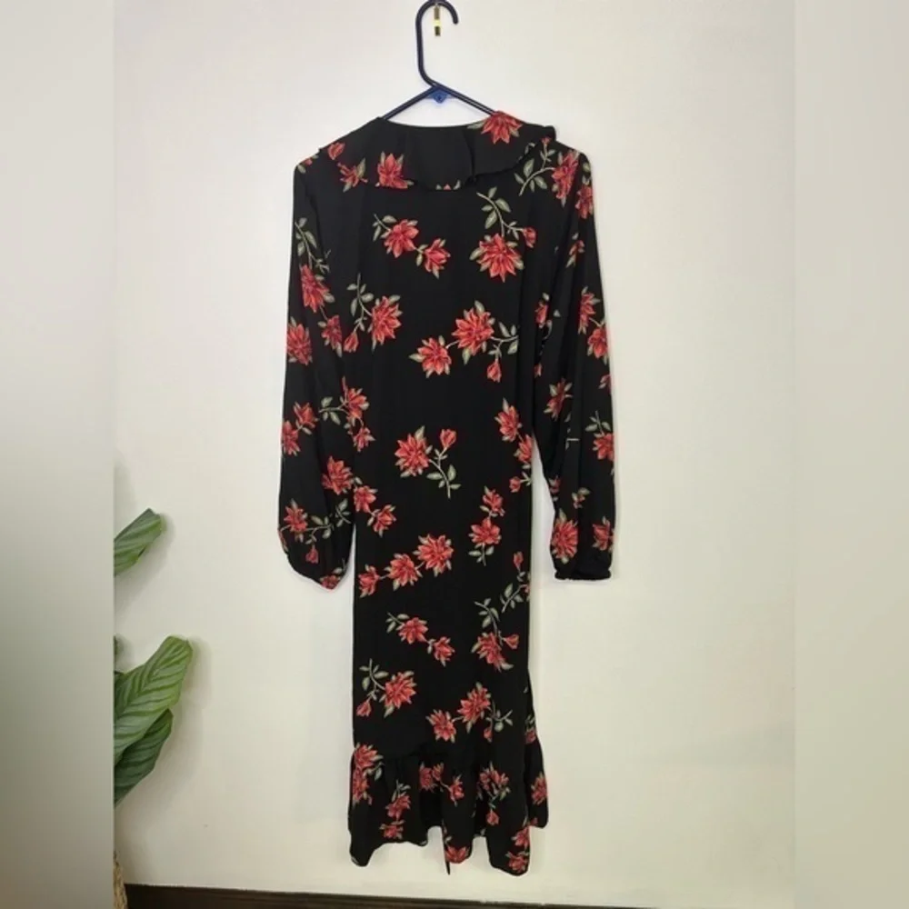 DRAPER JAMES RSVP‎ NWT Long Sleeve Ruffle Midi Wrap Floral Dress - Picture 6 of 7